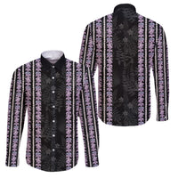 Hawaii Queen Liliuokalani Family Matching Summer Maxi Dress and Hawaiian Shirt Hawaiian Lei Pua Kalaunu LT05 Dad's Shirt - Long Sleeve Black - Polynesian Pride