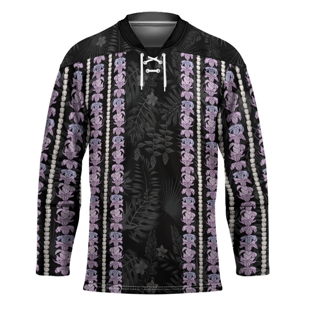 Hawaii Queen Liliuokalani Hockey Jersey Hawaiian Lei Pua Kalaunu LT05 Unisex Black - Polynesian Pride