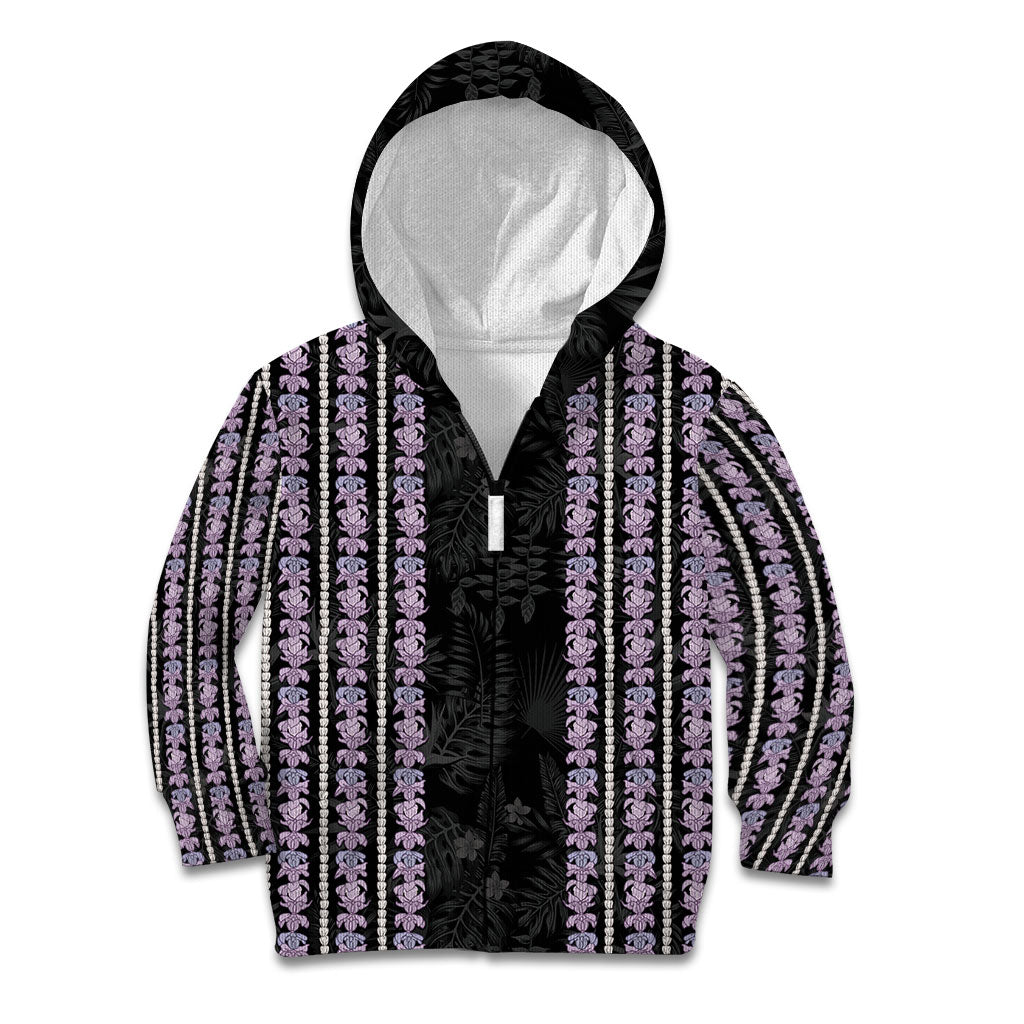 Hawaii Queen Liliuokalani Kid Hoodie Hawaiian Lei Pua Kalaunu LT05 Zip Hoodie Black - Polynesian Pride