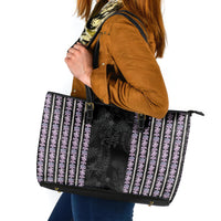 Hawaii Queen Liliuokalani Leather Tote Bag Hawaiian Lei Pua Kalaunu LT05 Black - Polynesian Pride