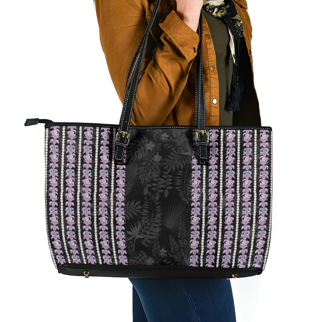 Hawaii Queen Liliuokalani Leather Tote Bag Hawaiian Lei Pua Kalaunu LT05 - Polynesian Pride