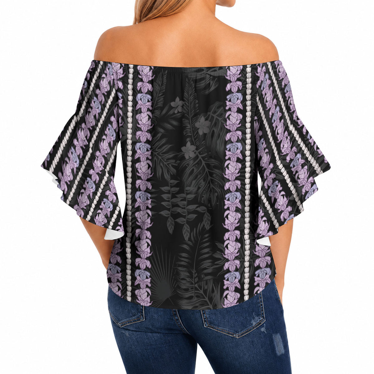 Hawaii Queen Liliuokalani Off Shoulder Wrap Waist Top Hawaiian Lei Pua Kalaunu LT05 - Polynesian Pride