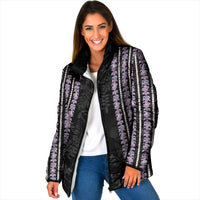 Hawaii Queen Liliuokalani Padded Jacket Hawaiian Lei Pua Kalaunu LT05 Women Black - Polynesian Pride