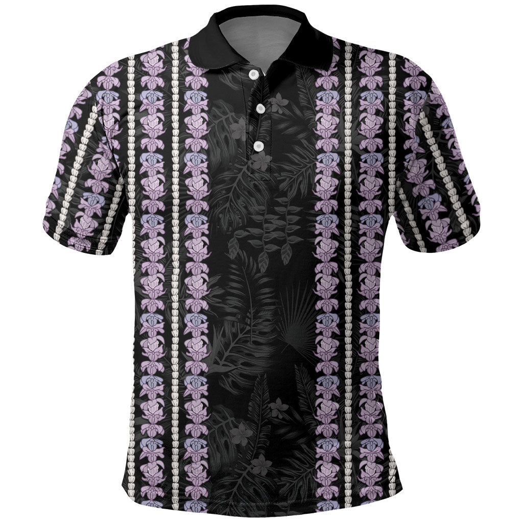 Hawaii Queen Liliuokalani Polo Shirt Hawaiian Lei Pua Kalaunu LT05 Black - Polynesian Pride