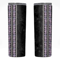 Hawaii Queen Liliuokalani Skinny Tumbler Hawaiian Lei Pua Kalaunu LT05 Black - Polynesian Pride