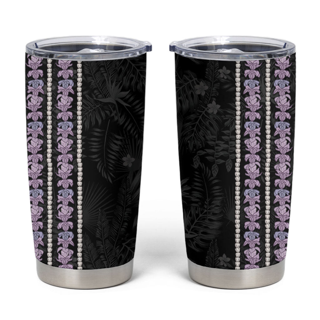 Hawaii Queen Liliuokalani Tumbler Cup Hawaiian Lei Pua Kalaunu LT05 Black - Polynesian Pride