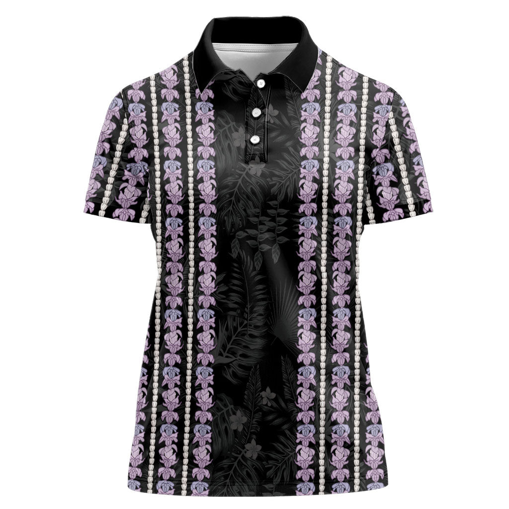 Hawaii Queen Liliuokalani Women Polo Shirt Hawaiian Lei Pua Kalaunu LT05 Female Black - Polynesian Pride