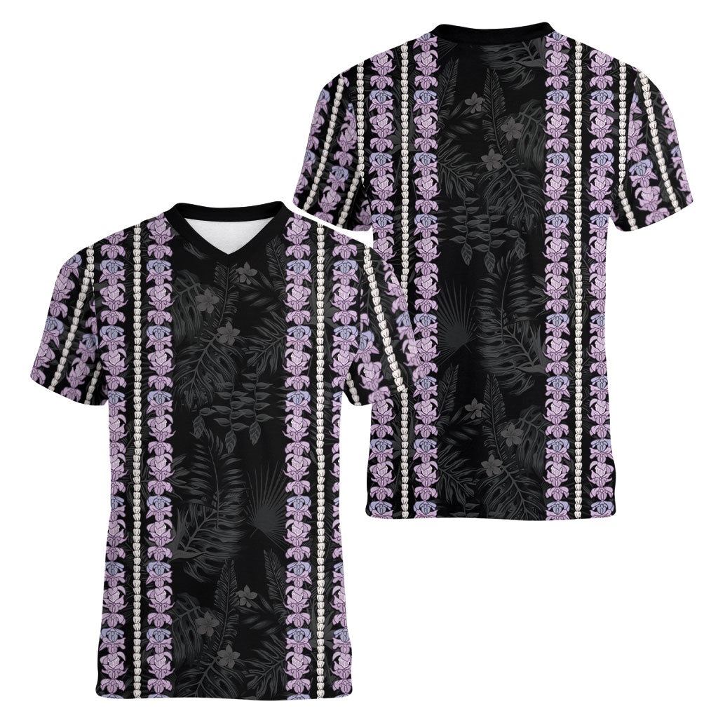 Hawaii Queen Liliuokalani Women V-Neck T-Shirt Hawaiian Lei Pua Kalaunu LT05 - Polynesian Pride