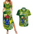 Personalized Cook Islands Couples Matching Summer Maxi Dress and Hawaiian Shirt Coat Of Arms Plumeria Polynesian Turtle LT05 Green - Polynesian Pride