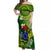 Personalized Cook Islands Off Shoulder Maxi Dress Coat Of Arms Plumeria Polynesian Turtle LT05 Women Green - Polynesian Pride