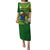 Personalized Cook Islands Puletasi Coat Of Arms Plumeria Polynesian Turtle LT05 Long Dress Green - Polynesian Pride