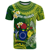 Personalized Cook Islands T Shirt Coat Of Arms Plumeria Polynesian Turtle LT05 Green - Polynesian Pride