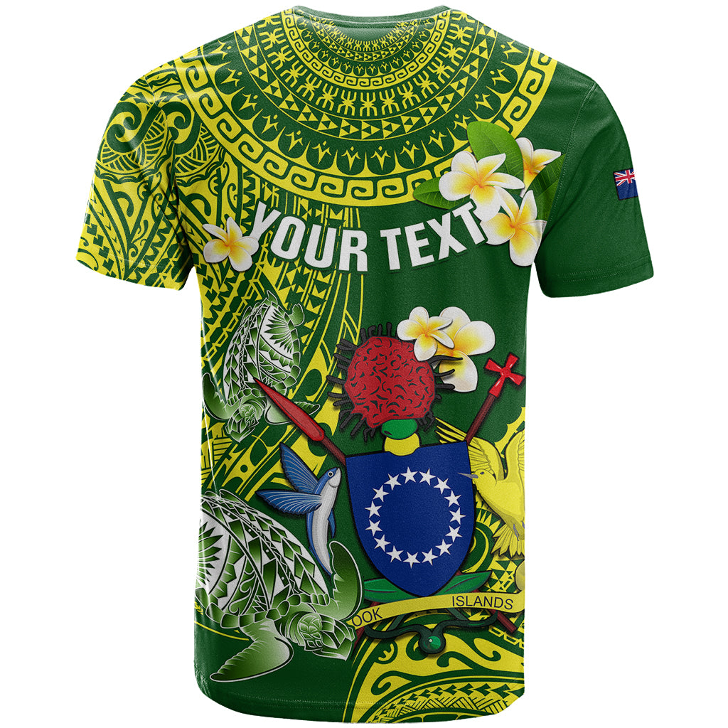 Personalized Cook Islands T Shirt Coat Of Arms Plumeria Polynesian Turtle LT05 - Polynesian Pride