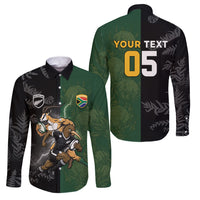 Custom South Africa And New Zealand Family Matching Long Sleeve Bodycon Dress and Hawaiian Shirt Springboks And Kiwis Rugby Rivalry