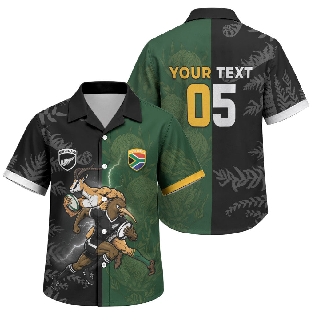 Custom South Africa And New Zealand Family Matching Mermaid Dress and Hawaiian Shirt Springboks And Kiwis Rugby Rivalry