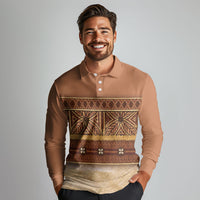 Polynesian Princess Inspired Cosplay Costume Long Sleeve Polo Shirt Traditional Tapa Pattern