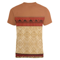 Island Elder Inspired Costume Women V-Neck T-Shirt Polynesian Tribal Pattern