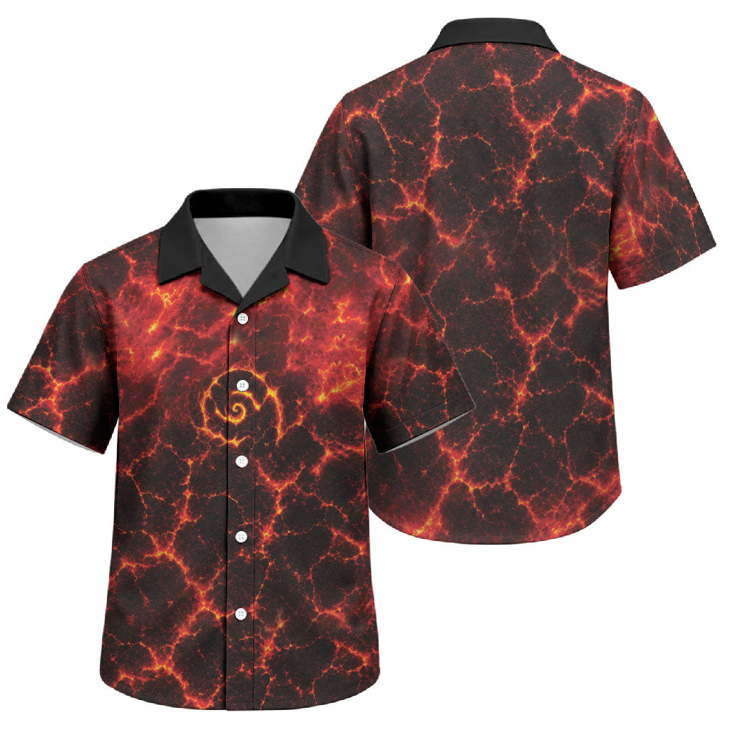 Lava Monster Costume Family Matching Puletasi and Hawaiian Shirt Fiery Lava Spiral