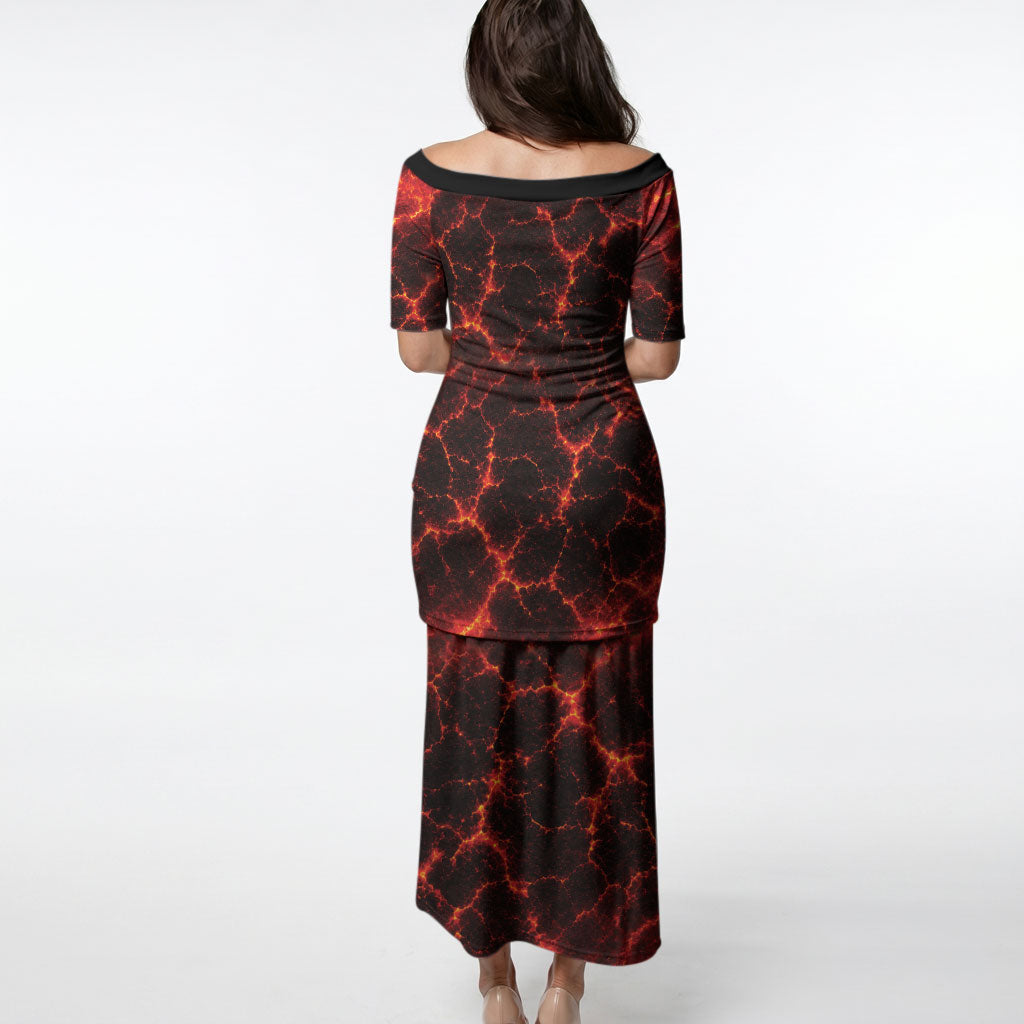 Lava Monster Costume Puletasi Fiery Lava Spiral