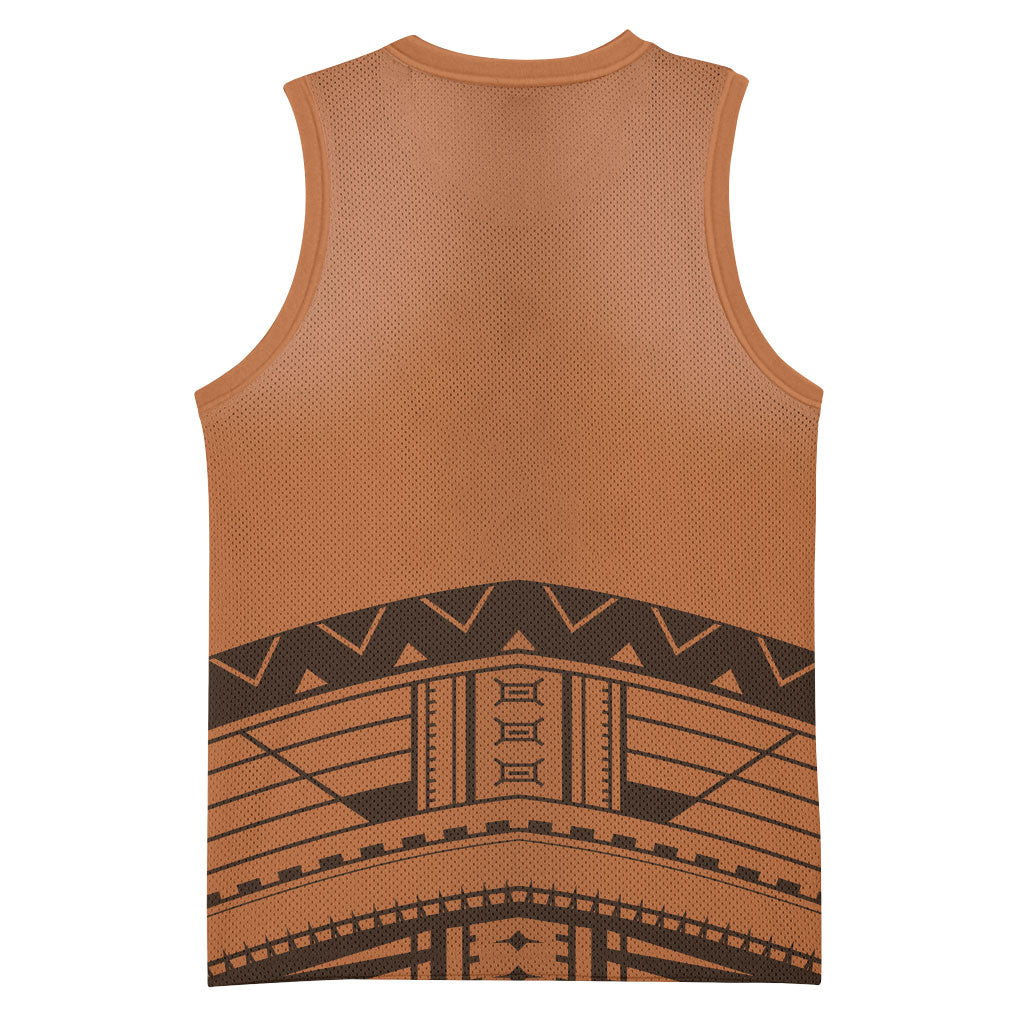 Polynesian Chief Inspired Costume Basketball Jersey Tribal Pattern With Tooth Necklace