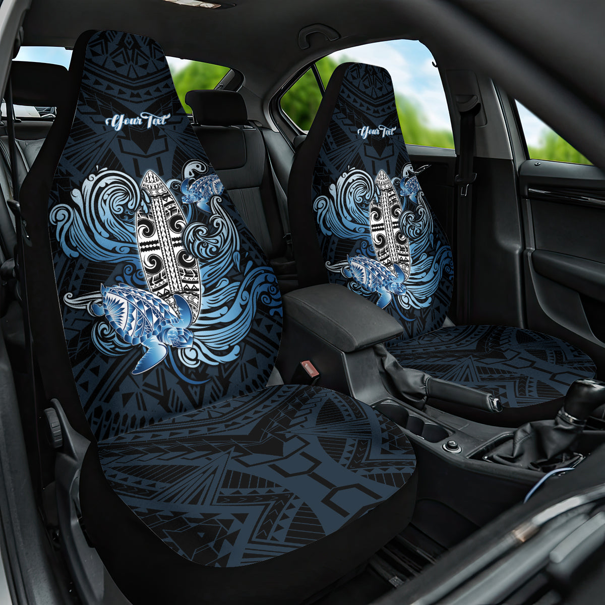 Personalised Polynesia Go Surfing Car Seat Cover The Pacific Wave Of Water LT05 One Size Blue - Polynesian Pride