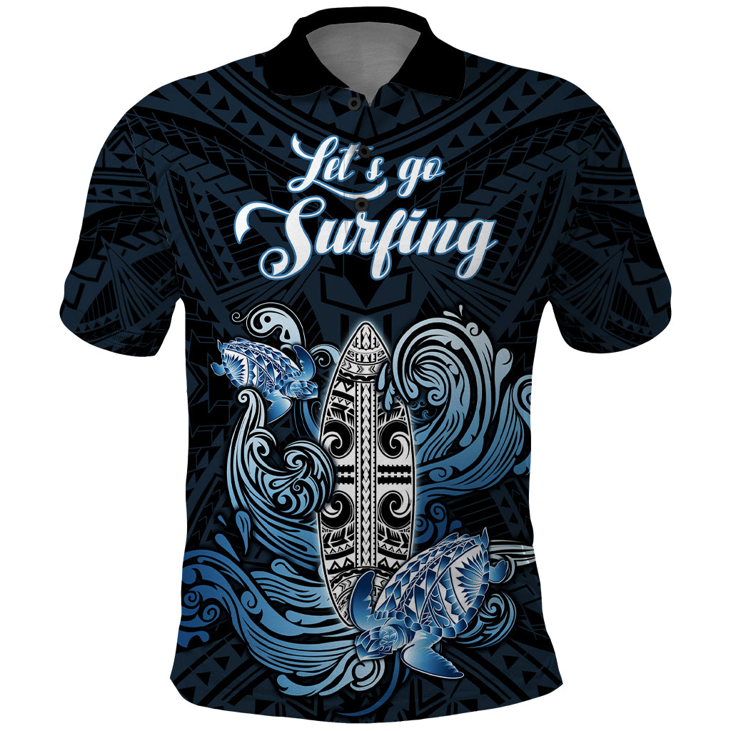 Personalised Polynesia Go Surfing Polo Shirt The Pacific Wave Of Water LT05 Blue - Polynesian Pride