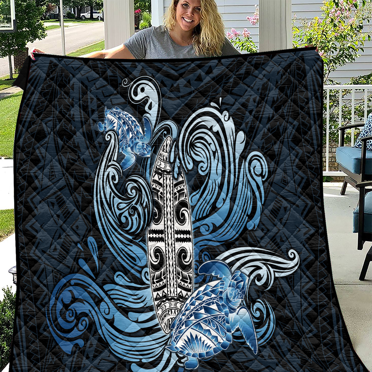 Polynesia Go Surfing Quilt The Pacific Wave Of Water LT05 Blue - Polynesian Pride