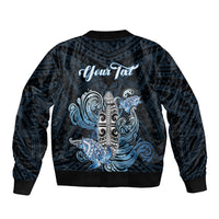 Personalised Polynesia Go Surfing Sleeve Zip Bomber Jacket The Pacific Wave Of Water LT05 - Polynesian Pride