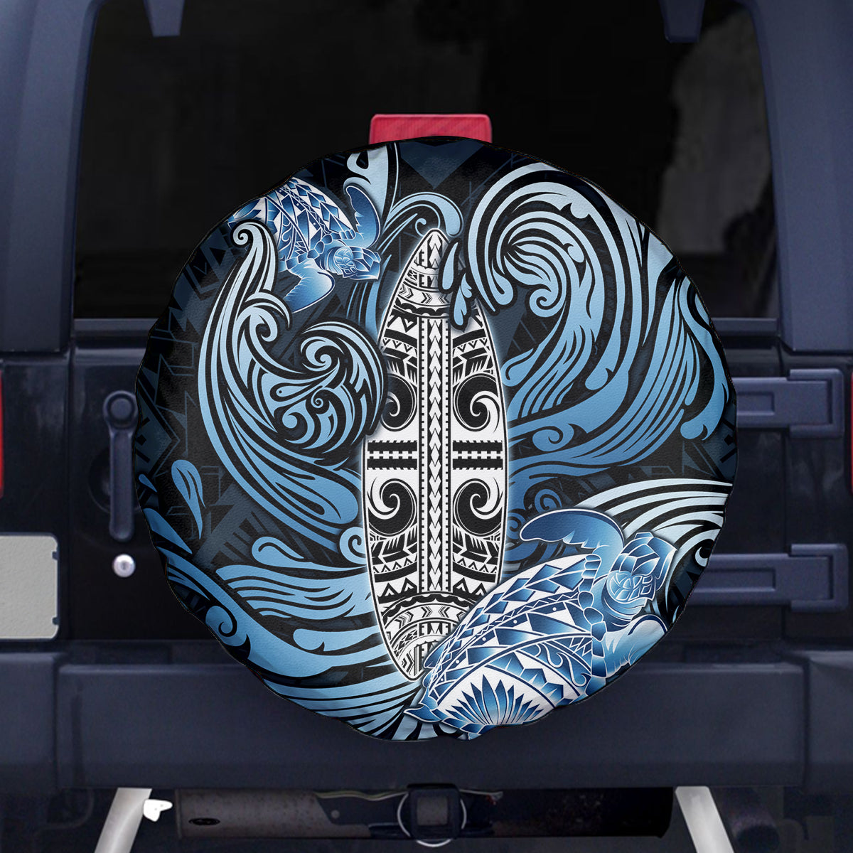 Polynesia Go Surfing Spare Tire Cover The Pacific Wave Of Water LT05 Blue - Polynesian Pride