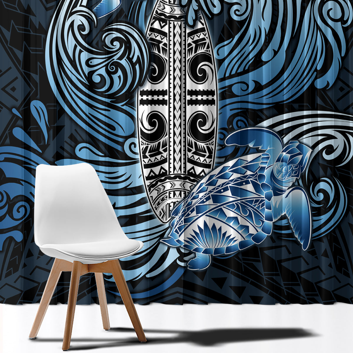 Polynesia Go Surfing Window Curtain The Pacific Wave Of Water LT05 - Polynesian Pride