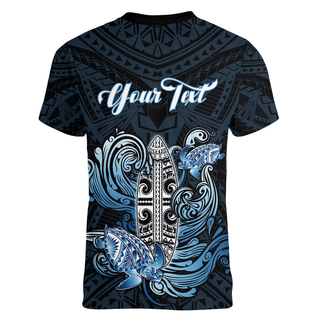 Personalised Polynesia Go Surfing Women V Neck T Shirt The Pacific Wave Of Water LT05 - Polynesian Pride