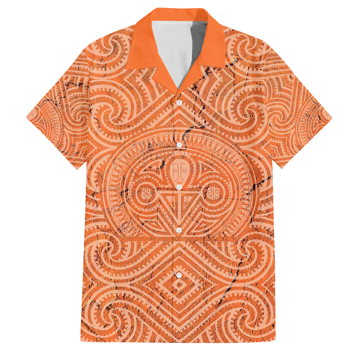 Personalised Lapita Culture Family Matching Puletasi Dress and Hawaiian Shirt Iconic Double Face Pattern LT05 Dad's Shirt - Short Sleeve Brown - Polynesian Pride