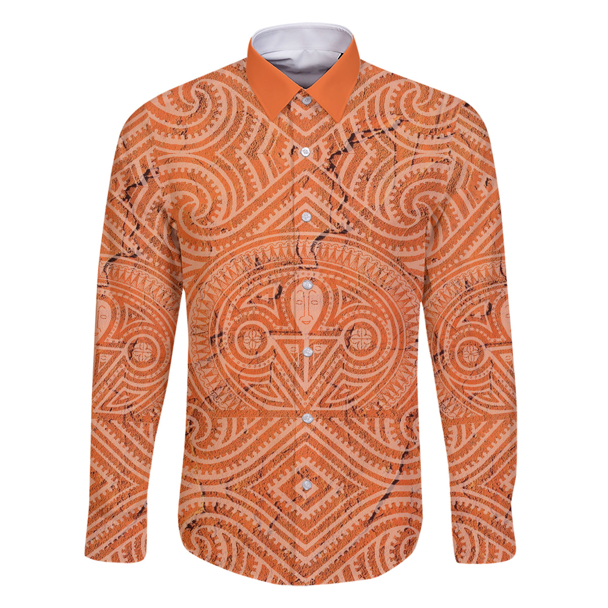 Personalised Lapita Culture Family Matching Short Sleeve Bodycon Dress and Hawaiian Shirt Iconic Double Face Pattern LT05 Dad's Shirt - Long Sleeve Brown - Polynesian Pride