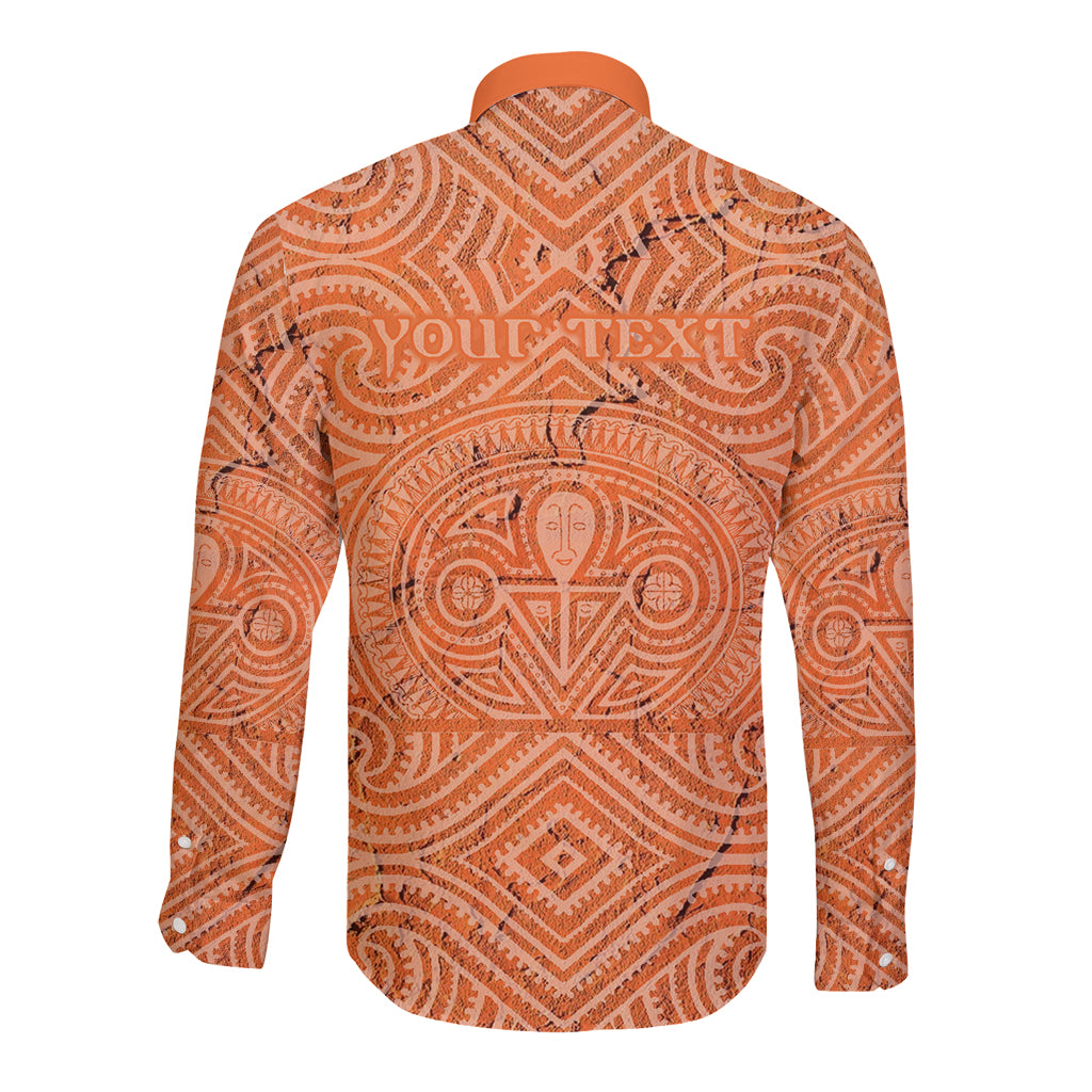 Personalised Lapita Culture Long Sleeve Button Shirt Iconic Double Face Pattern LT05 - Polynesian Pride