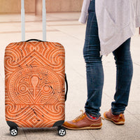 Lapita Culture Luggage Cover Iconic Double Face Pattern LT05 Brown - Polynesian Pride
