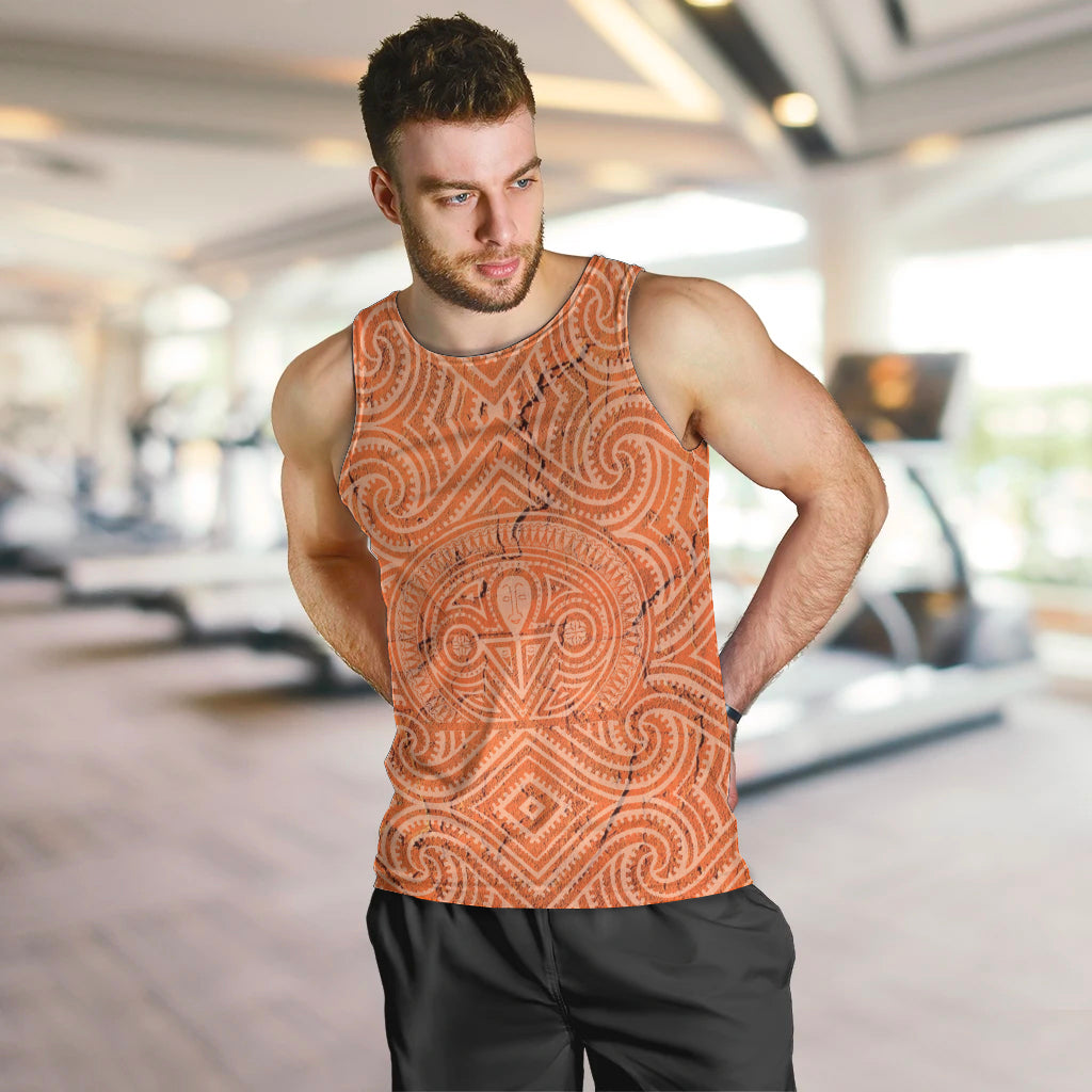 Personalised Lapita Culture Men Tank Top Iconic Double Face Pattern LT05 Brown - Polynesian Pride