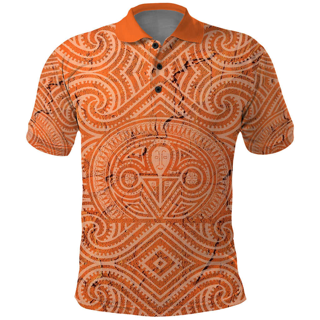 Personalised Lapita Culture Polo Shirt Iconic Double Face Pattern LT05 Brown - Polynesian Pride