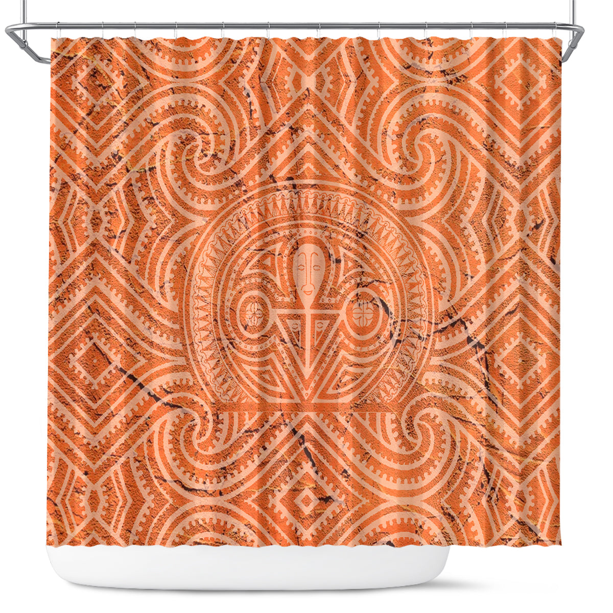 Lapita Culture Shower Curtain Iconic Double Face Pattern LT05 Brown - Polynesian Pride