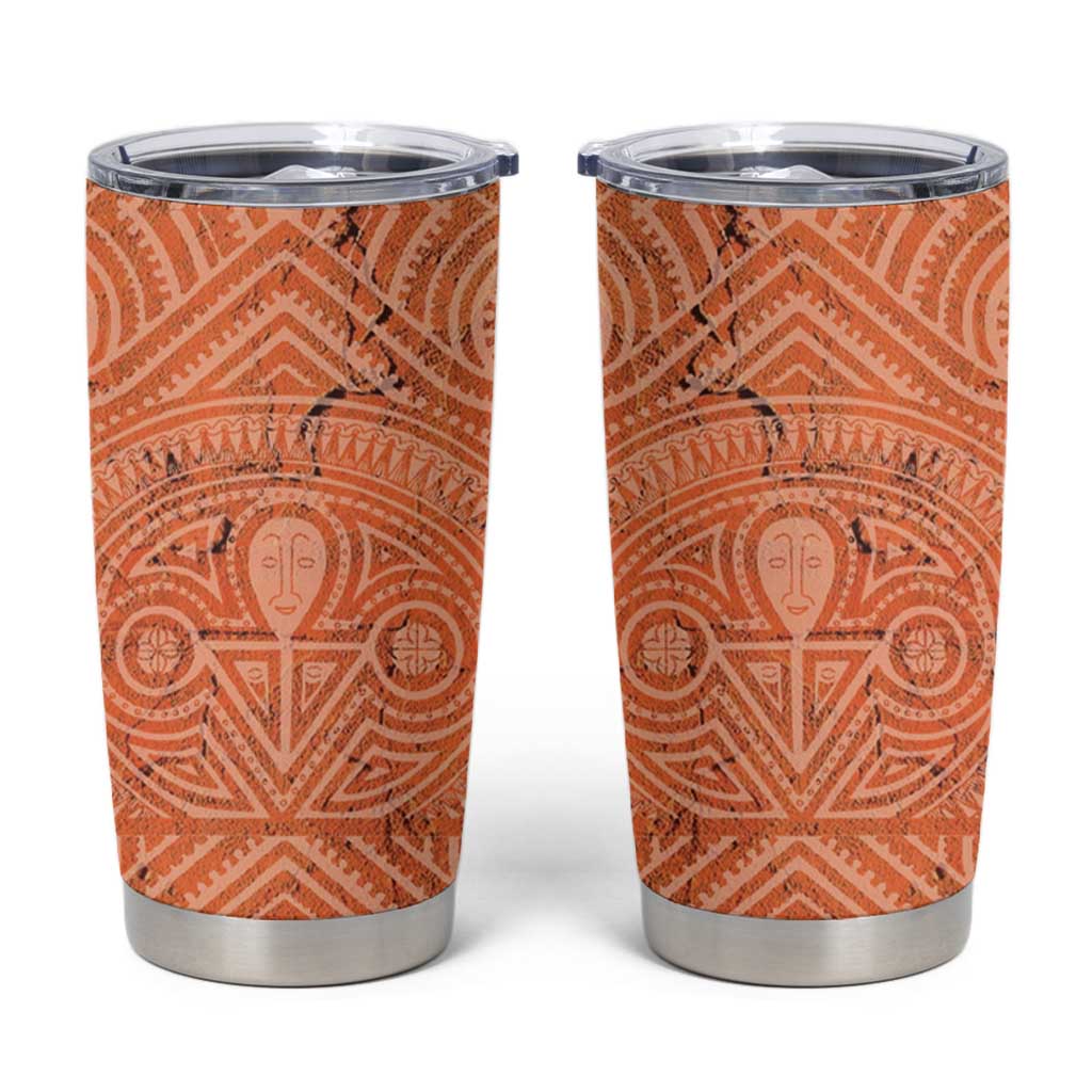 Personalised Lapita Culture Tumbler Cup Iconic Double Face Pattern LT05 Brown - Polynesian Pride