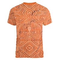 Personalised Lapita Culture Women V Neck T Shirt Iconic Double Face Pattern LT05 - Polynesian Pride