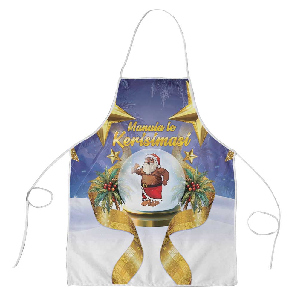 Samoa Christmas Apron Snow Globe With Samoan Santa LT05 Navy - Polynesian Pride