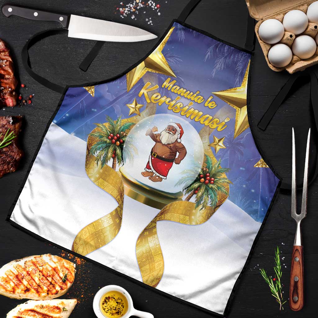 Samoa Christmas Apron Snow Globe With Samoan Santa LT05 Navy - Polynesian Pride