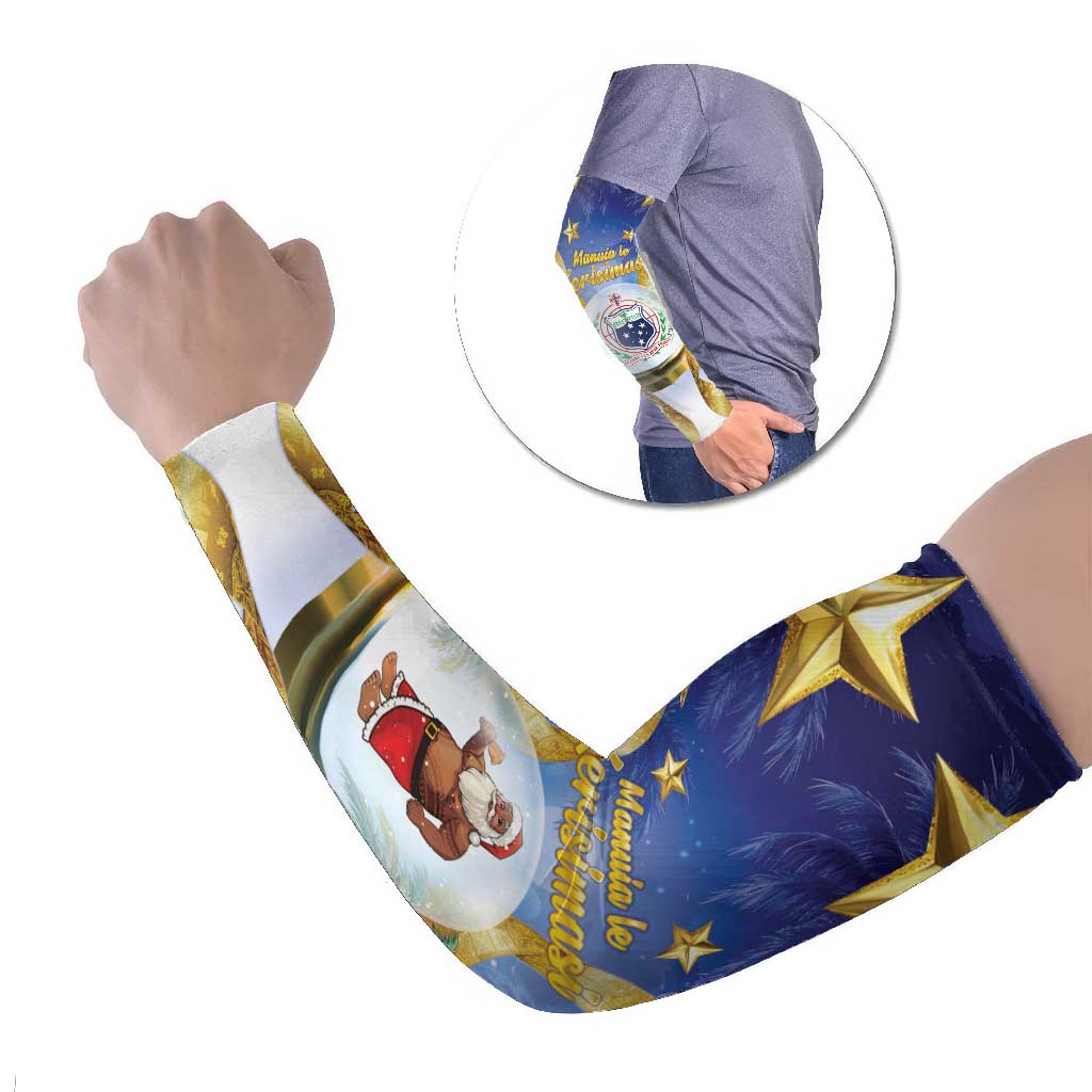 Samoa Christmas Arm Sleeves Snow Globe With Samoan Santa - Polynesian Pride