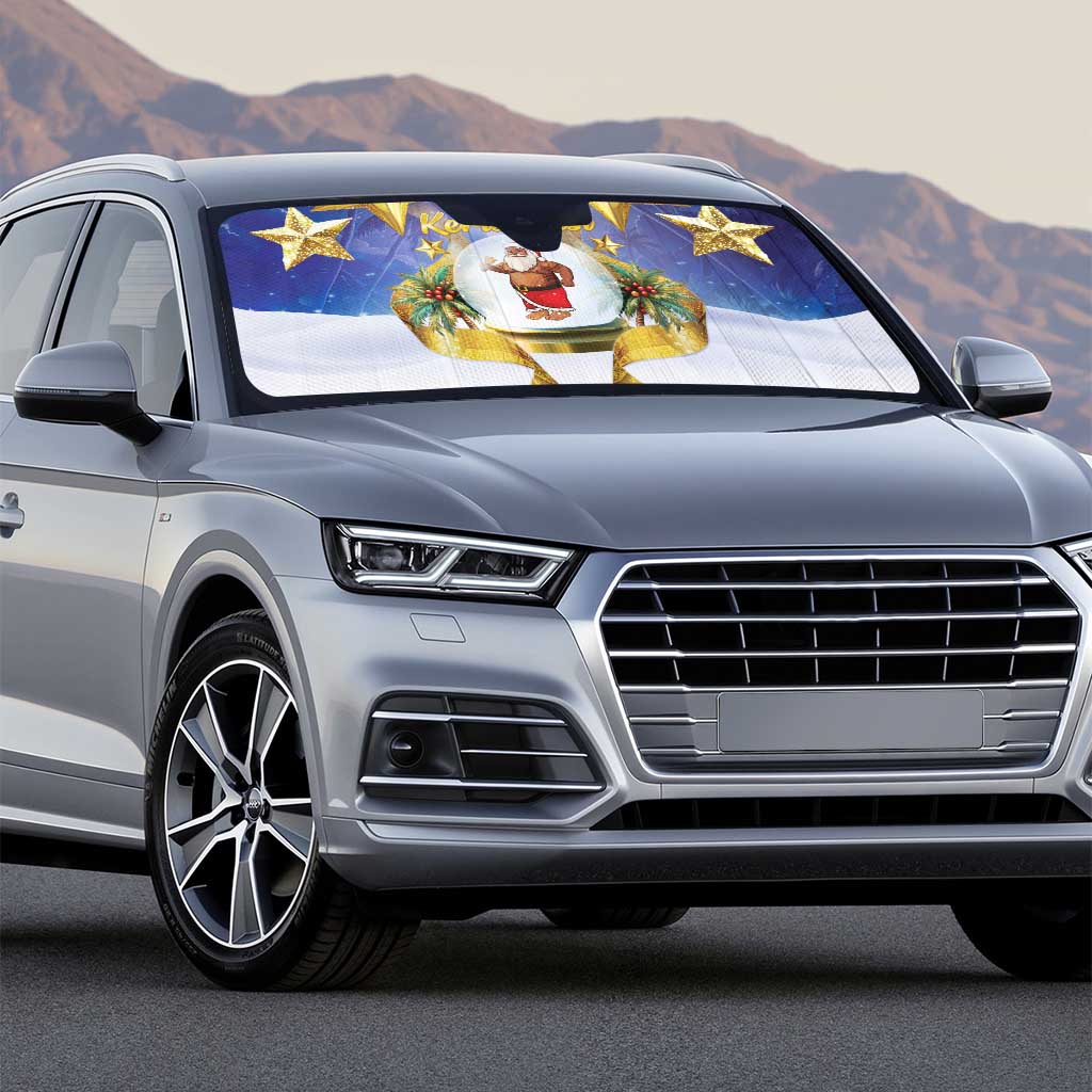 Samoa Christmas Auto Sun Shade Snow Globe With Samoan Santa - Polynesian Pride