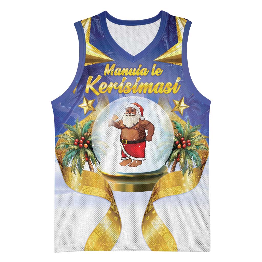 Samoa Christmas Basketball Jersey Snow Globe With Samoan Santa LT05 Unisex Navy - Polynesian Pride