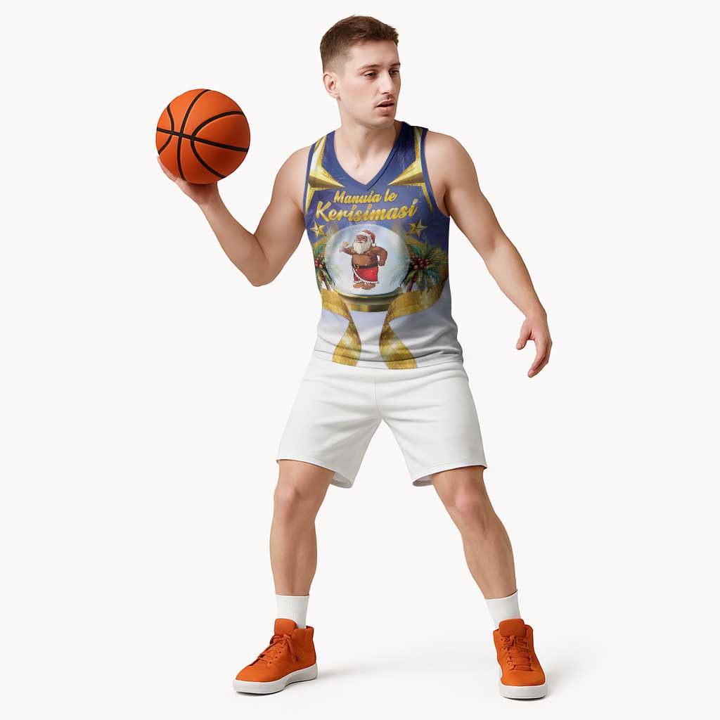 Samoa Christmas Basketball Jersey Snow Globe With Samoan Santa LT05 - Polynesian Pride