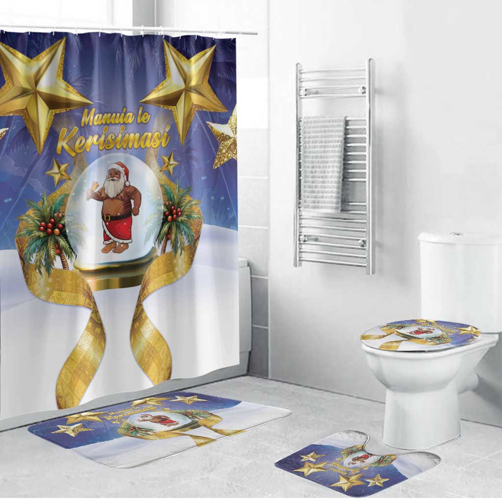 Samoa Christmas Bathroom Set Snow Globe With Samoan Santa - Polynesian Pride