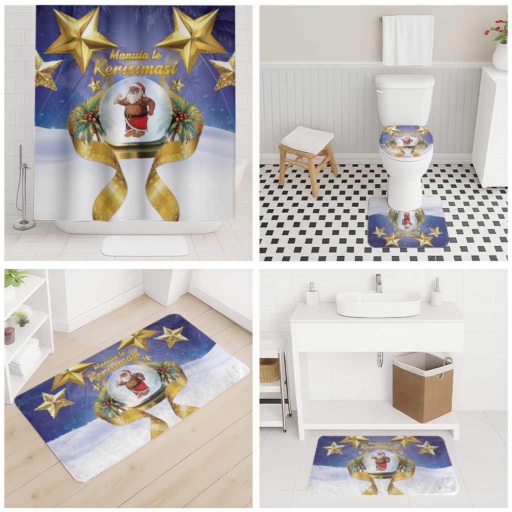 Samoa Christmas Bathroom Set Snow Globe With Samoan Santa - Polynesian Pride