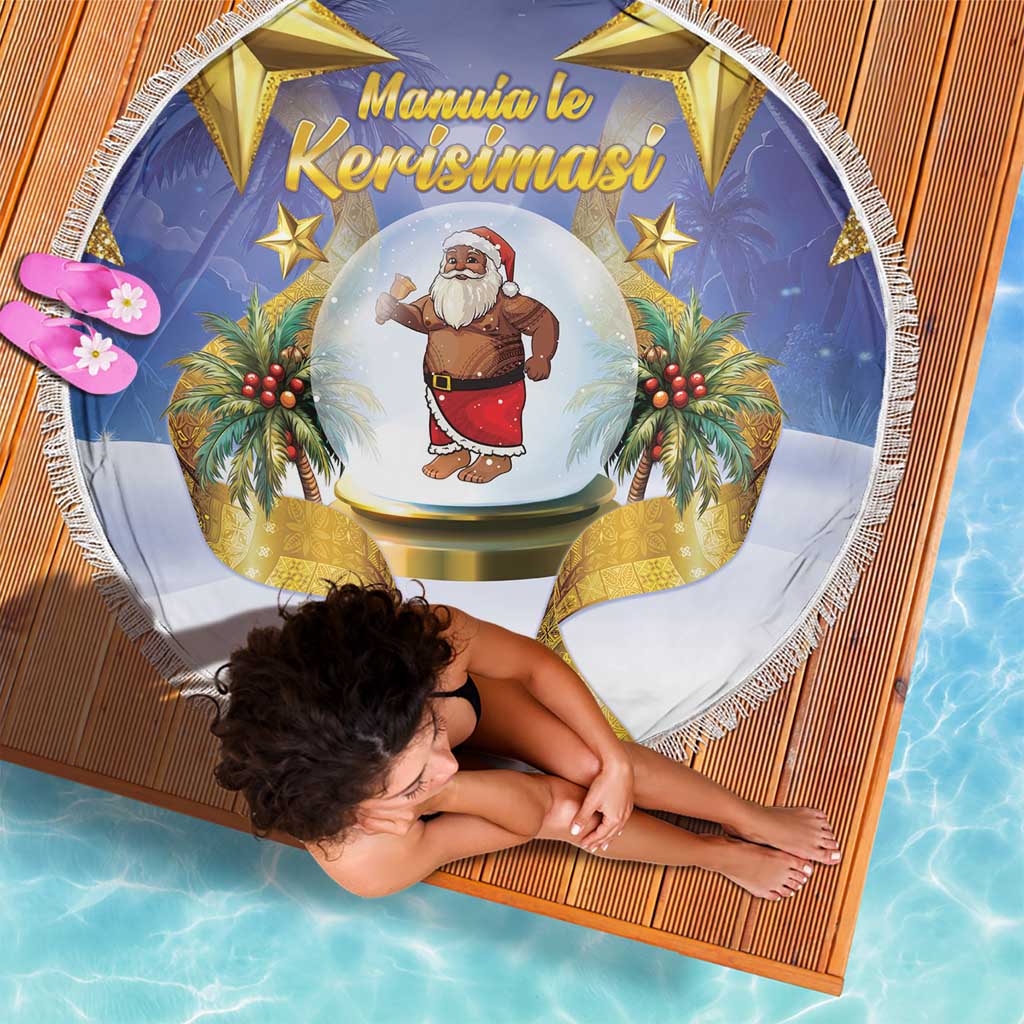 Samoa Christmas Beach Blanket Snow Globe With Samoan Santa LT05 - Polynesian Pride