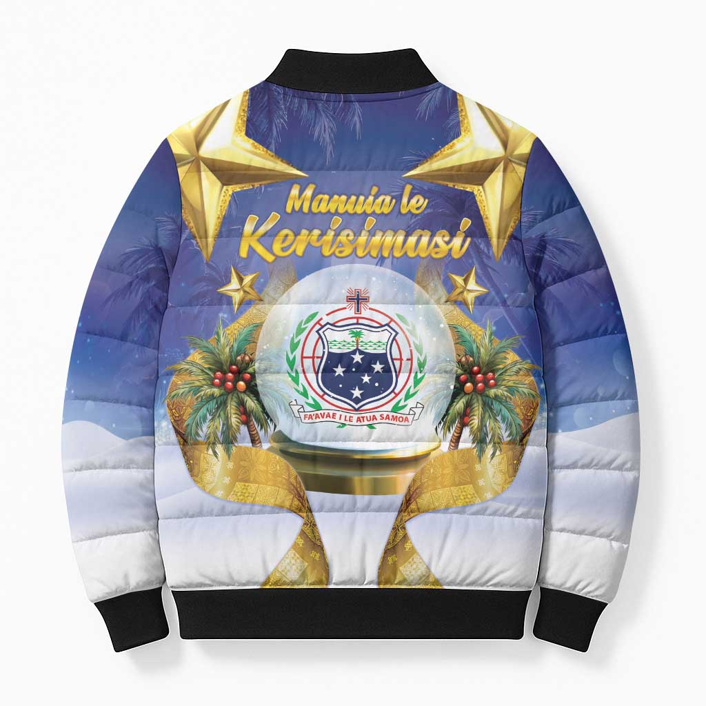 Samoa Christmas Bomber Puffer Jacket Snow Globe With Samoan Santa LT05 - Polynesian Pride
